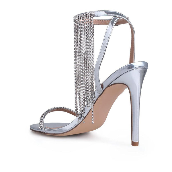 Privileged By J.c. Dossier Eanna Silver Vegan Leather Heel