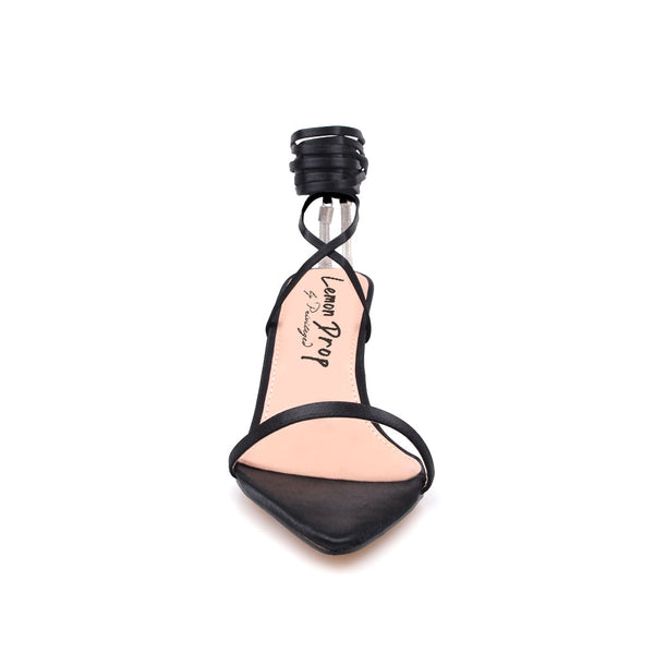 Privileged By J.c. Dossier Elias Black Satin Heel With Jeweled Heel