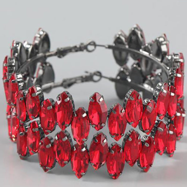 Privileged By J.c. Dossier Elina Red Rhinestone Earrings