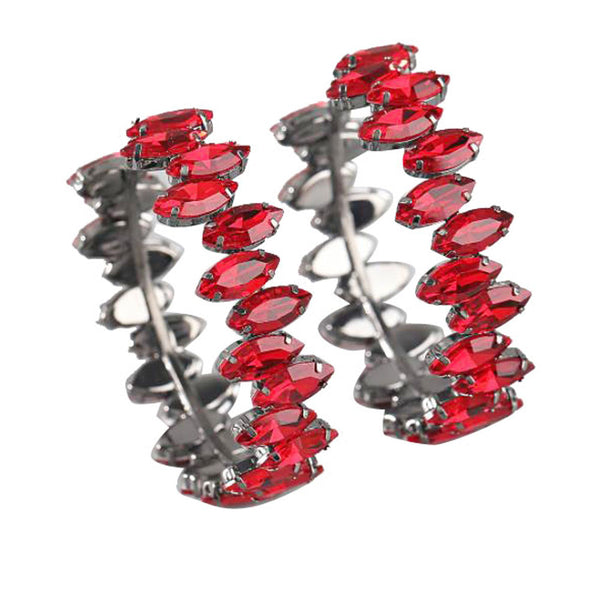 Privileged By J.c. Dossier Elina Red Rhinestone Earrings