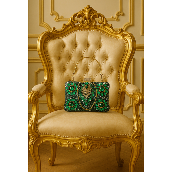 Privileged By J.c. Dossier Elizaveta Satin Rhinestone Clutch