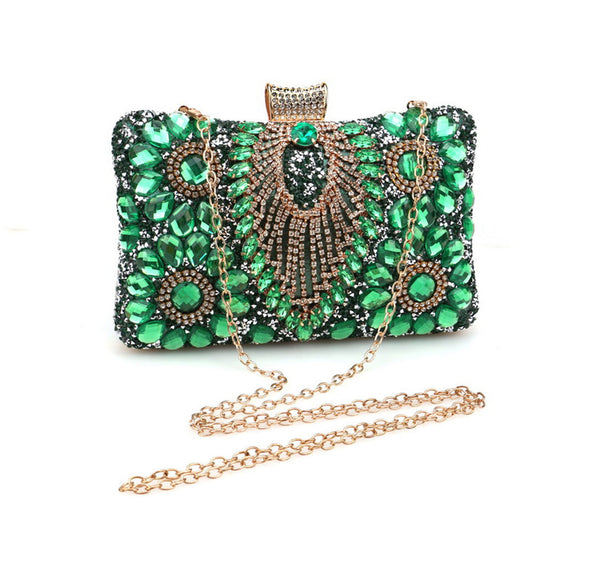 Privileged By J.c. Dossier Elizaveta Satin Rhinestone Clutch