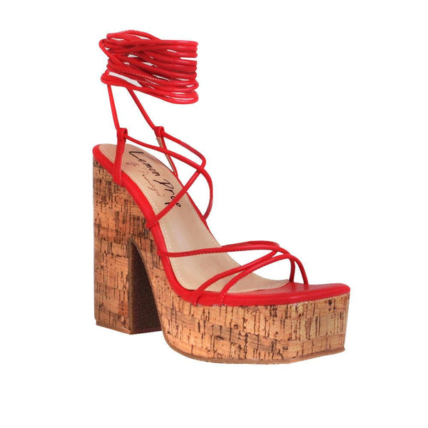 Privileged By J.c. Dossier Elliette Red Platform Heels