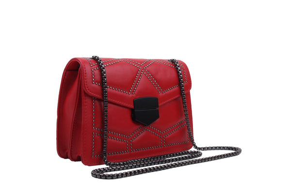 Privileged By J.c. Dossier Embrace Red Studded Handbag