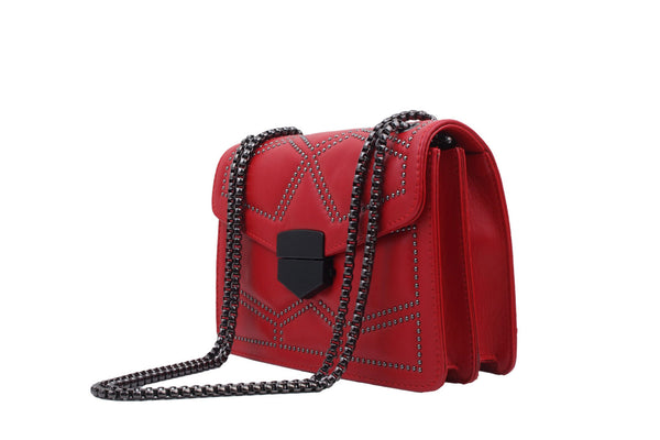 Privileged By J.c. Dossier Embrace Red Studded Handbag