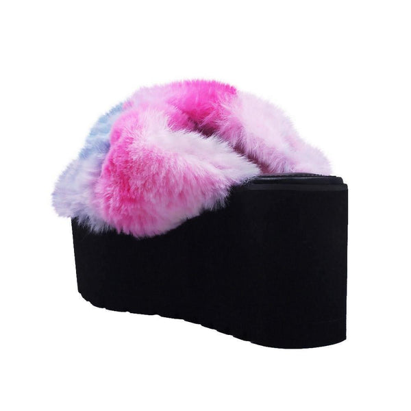 Privileged By J.c. Dossier Energy Pink Fuzzy Platform Slides