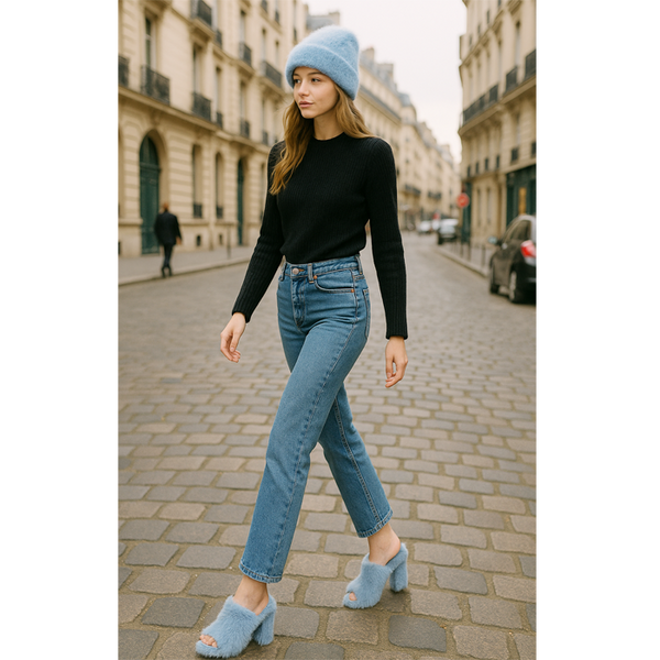 Privileged By J.c. Dossier Epic Blue Fur Heels – Bold Platform