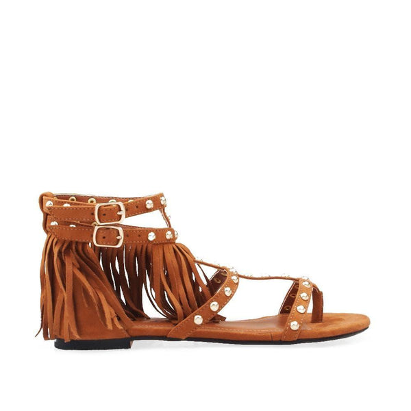 privileged by j.c. dossier Eresma Brown Studded Flat Sandals