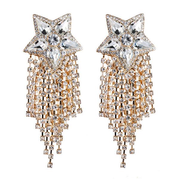 Privileged By J.c. Dossier Estrella Rhinestone Fringe Earrings