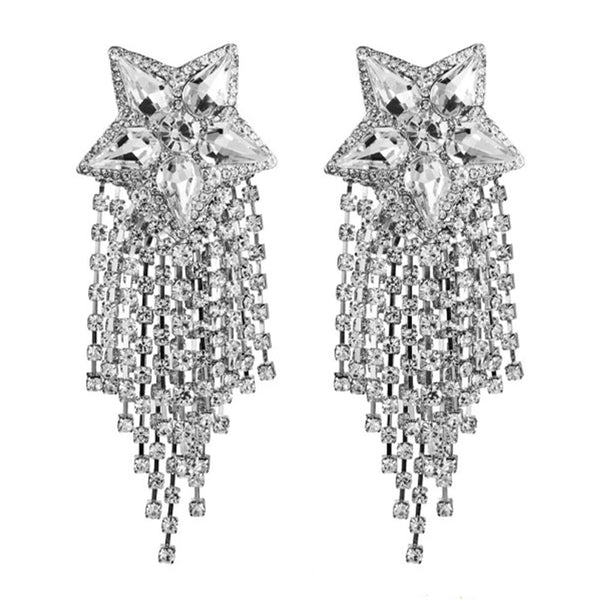 privileged by j.c. dossier Estrella Rhinestone Fringe Earrings