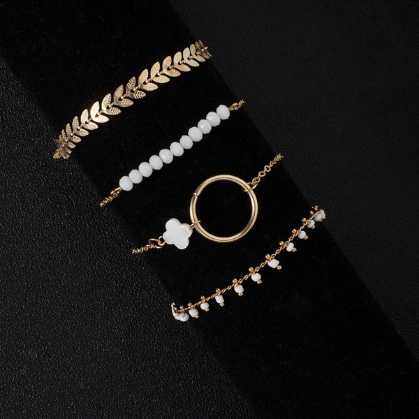 Privileged By J.c. Dossier Estuary Gold & White Bracelet Set