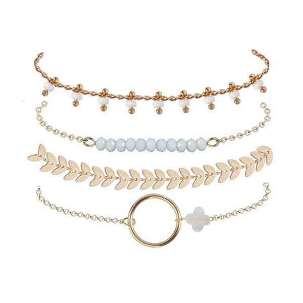 Privileged By J.c. Dossier Estuary Gold & White Bracelet Set