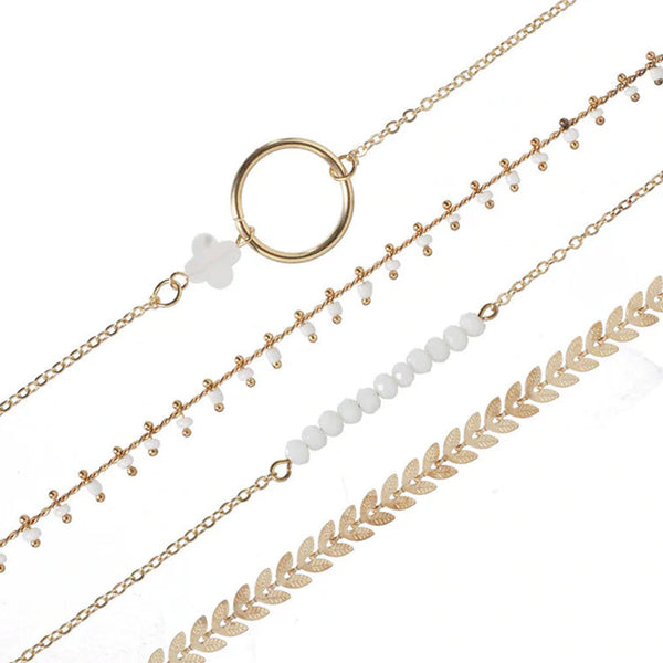 Privileged By J.c. Dossier Estuary Gold & White Bracelet Set