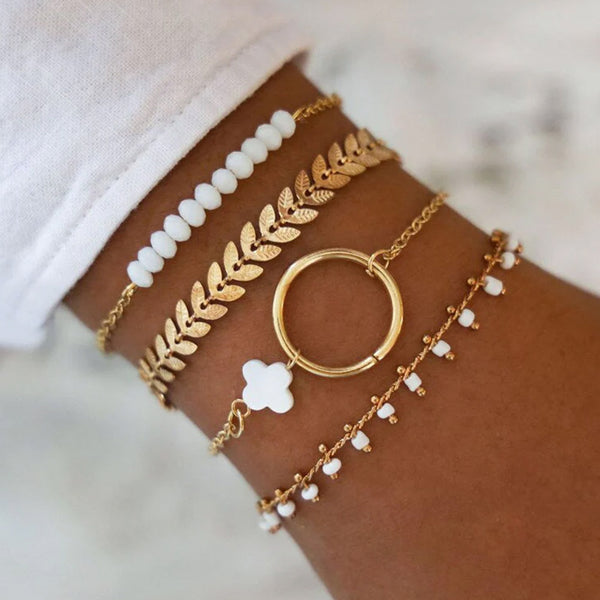 privileged by j.c. dossier Estuary Gold & White Bracelet Set