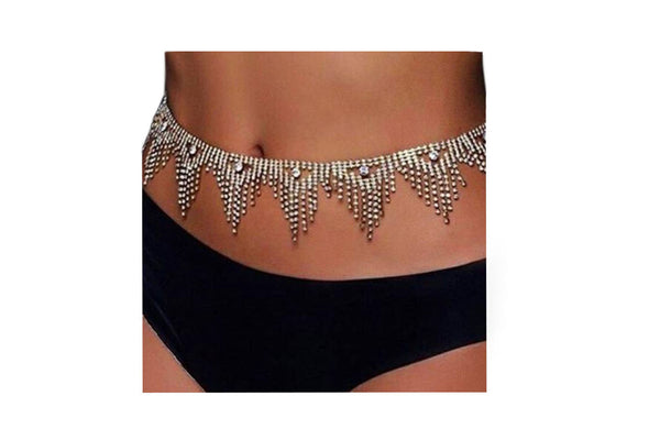 Privileged By J.c. Dossier Evie Rhinestone Waist Belt - Dazzling Gold