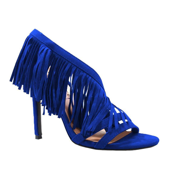 Privileged By J.c. Dossier Fairbanks Blue Fringe Heel | Bold & Fearless