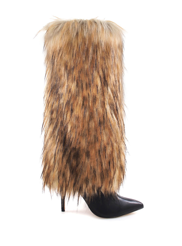 Privileged By J.c. Dossier Fairgrove Furry Knee-High Boot Black