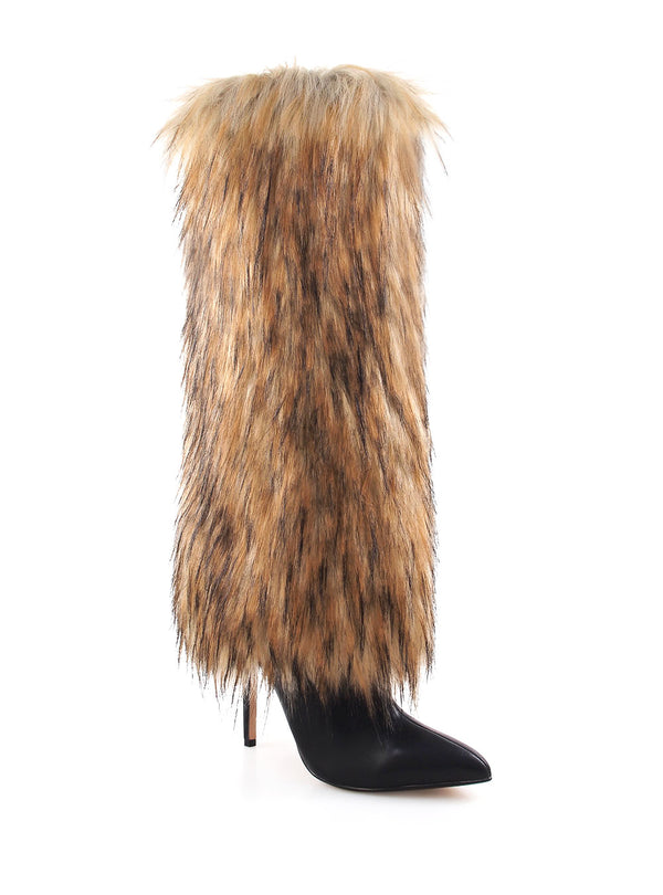 Privileged By J.c. Dossier Fairgrove Furry Knee-High Boot Black