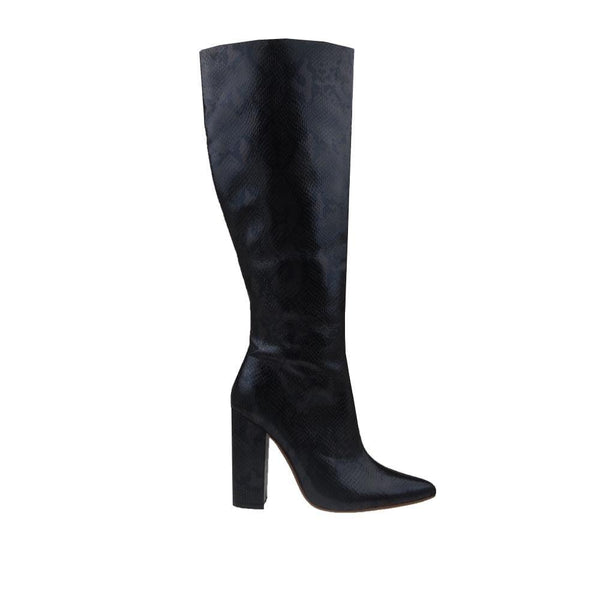 privileged by j.c. dossier Fanning Vegan Snakeskin Knee High Boots