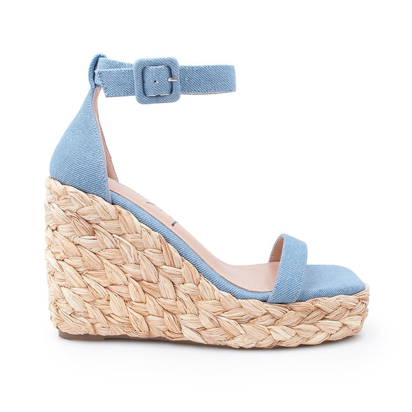 privileged by j.c. dossier Fedila Blue Wedge Platform Sandals