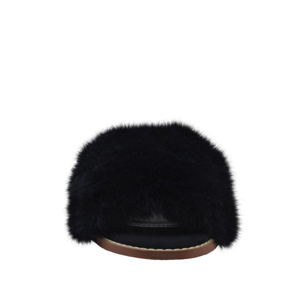 Privileged By J.c. Dossier Fentin Black Faux Fur Flat With Pearl Heel