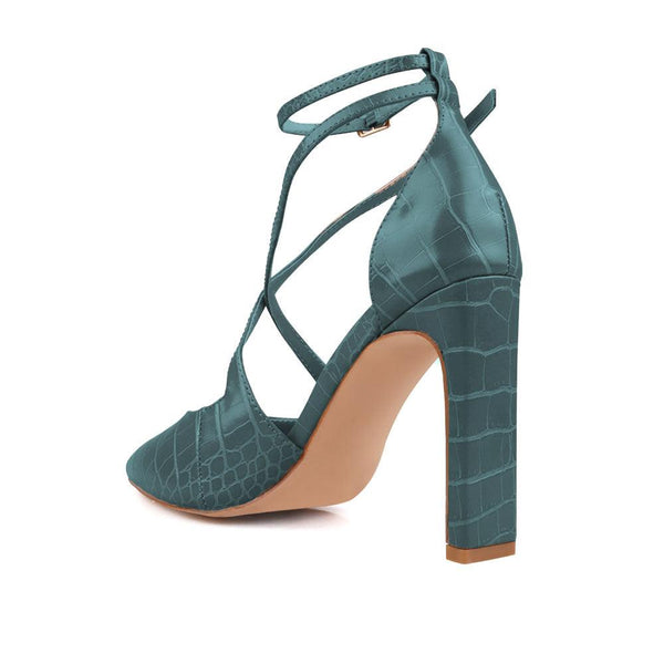 Privileged By J.c. Dossier Fernanda Green Vegan Leather Heel