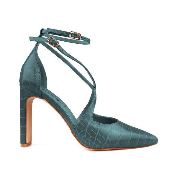 privileged by j.c. dossier Fernanda Green Vegan Leather Heel