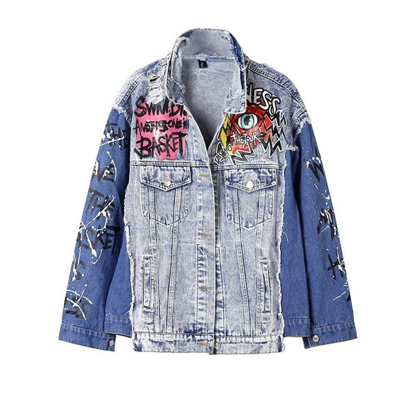 Privileged By J.c. Dossier Finley Blue Distressed Denim Jacket