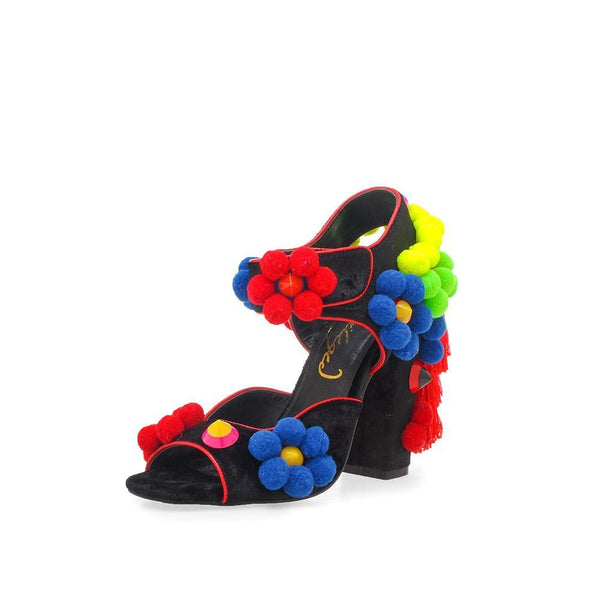 Privileged By J.c. Dossier Fiore Black Floral Block Heel