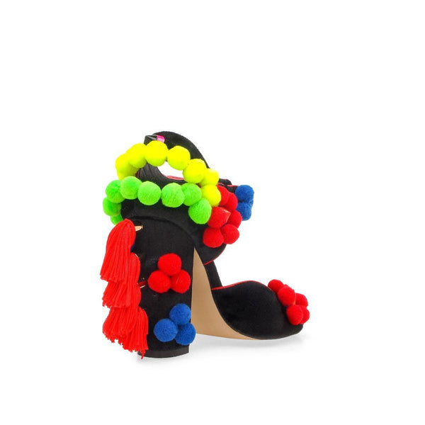 Privileged By J.c. Dossier Fiore Black Floral Block Heel
