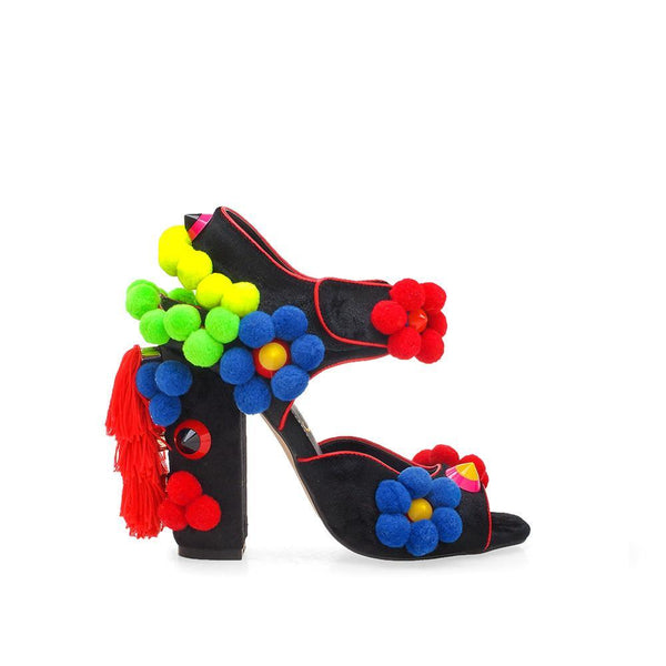 privileged by j.c. dossier Fiore Black Floral Block Heel