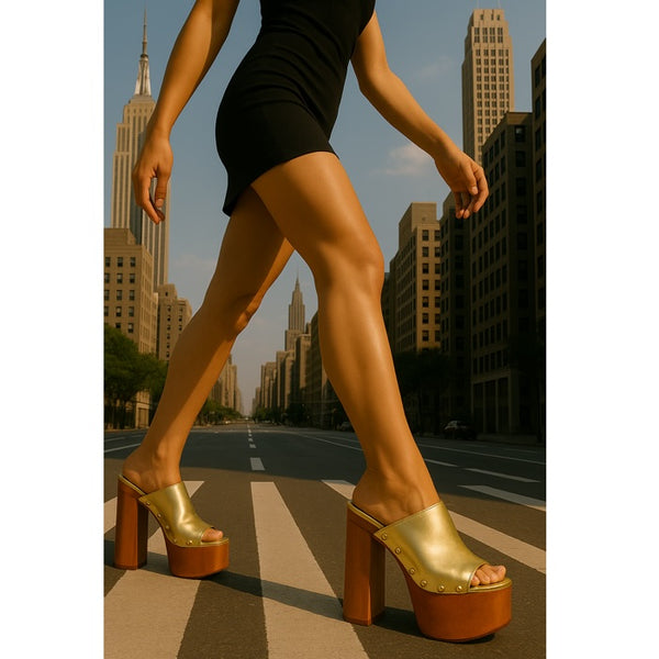 Privileged By J.c. Dossier Foreman Metallic Gold Platform Heels