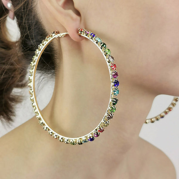 Privileged By J.c. Dossier Fortune Multicolor Hoop Earrings
