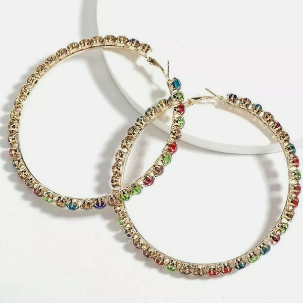 Privileged By J.c. Dossier Fortune Multicolor Hoop Earrings