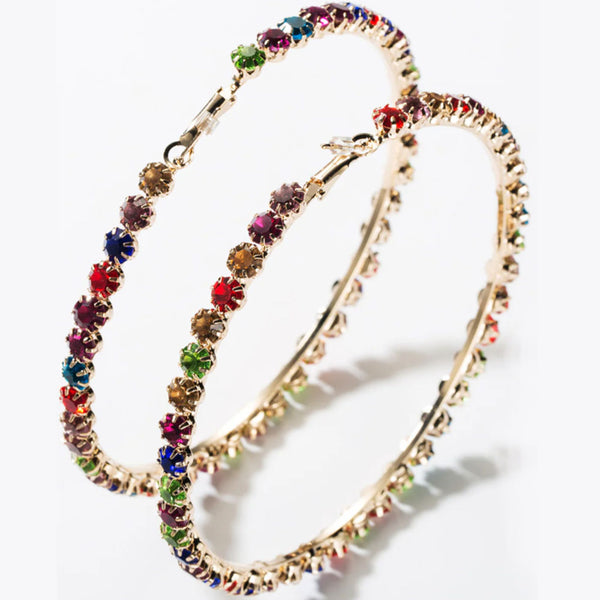 Privileged By J.c. Dossier Fortune Multicolor Hoop Earrings