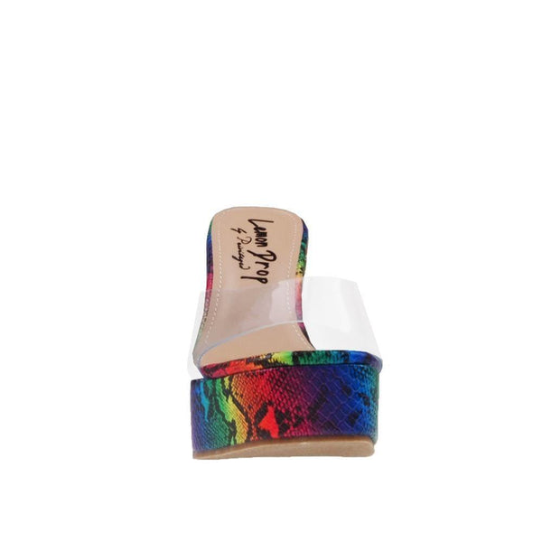 Privileged By J.c. Dossier Foxi Rainbow Snake Print Wedge