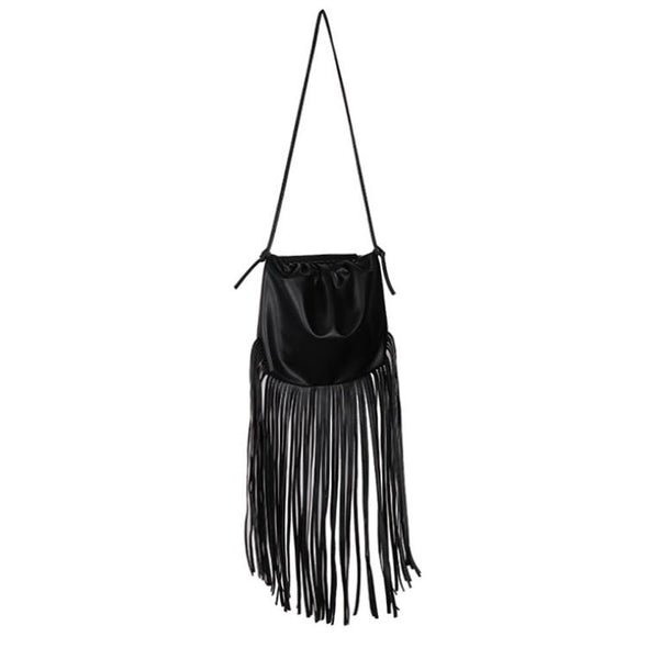 privileged by j.c. dossier Franci Black Fringe Bag | Bold Vegan Leather Purse