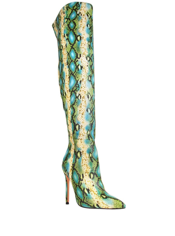Privileged By J.c. Dossier Franna Snake Print Knee-High Boot