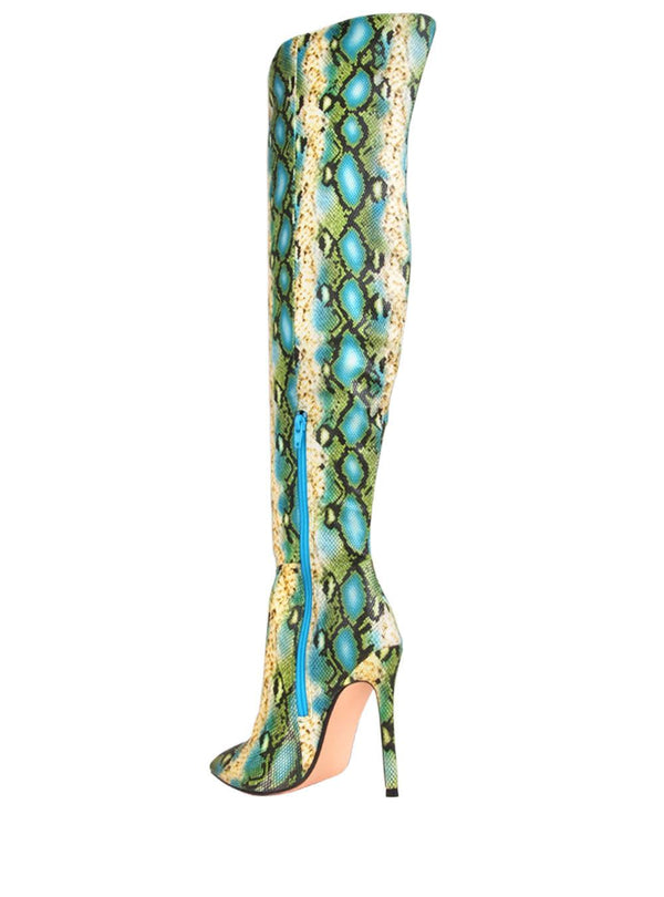 Privileged By J.c. Dossier Franna Snake Print Knee-High Boot