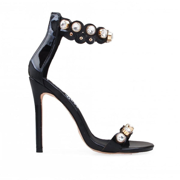 privileged by j.c. dossier Frilisa Black Vegan Patent Leather Heel
