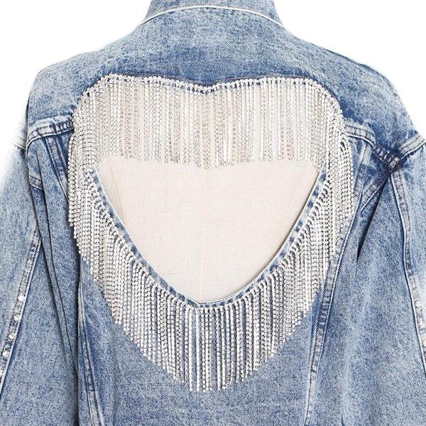 Privileged By J.c. Dossier Frinjar Heart Fringe Denim Jacket