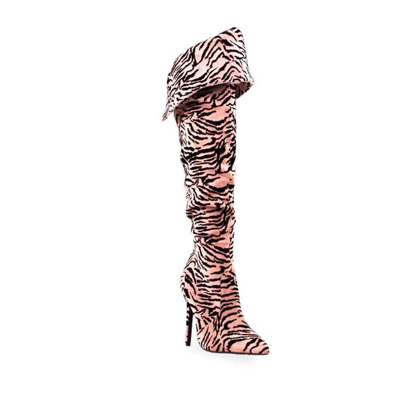 Privileged By J.c. Dossier Fulvia Pink Zebra Stiletto Boot