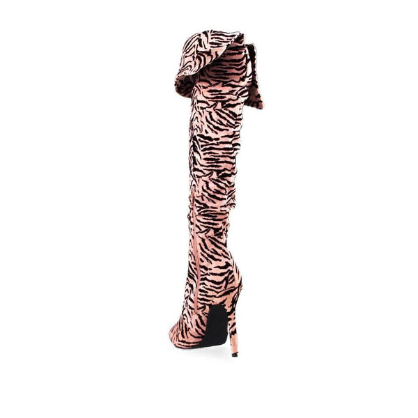 Privileged By J.c. Dossier Fulvia Pink Zebra Stiletto Boot
