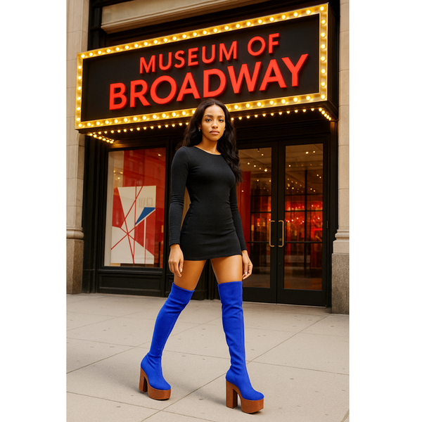 Privileged By J.c. Dossier Galendo Blue Vegan Suede Platform Boots