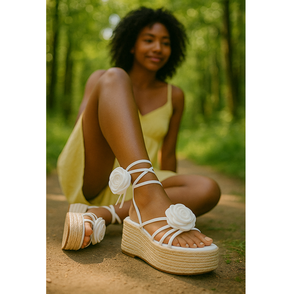 Privileged By J.c. Dossier Gean White Platform Sandals