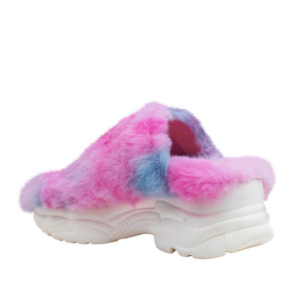 Privileged By J.c. Dossier Genuine Pink Faux Fur Platform Slippers