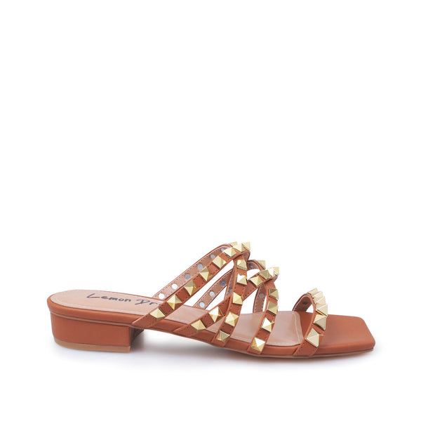 privileged by j.c. dossier Gidget Brown Studded Flat Heel