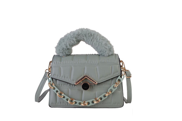 Privileged By J.c. Dossier Gigi Yellow Furry Handle Handbag