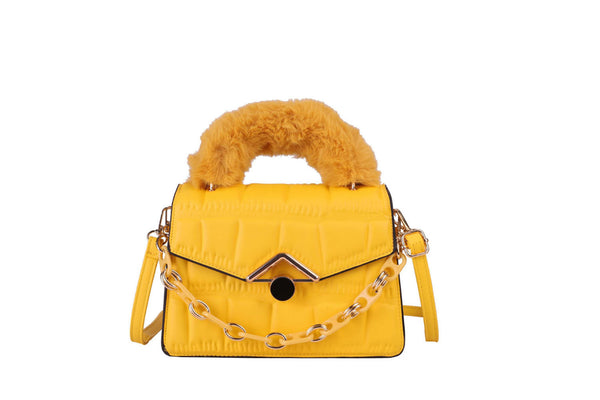 privileged by j.c. dossier Gigi Yellow Furry Handle Handbag