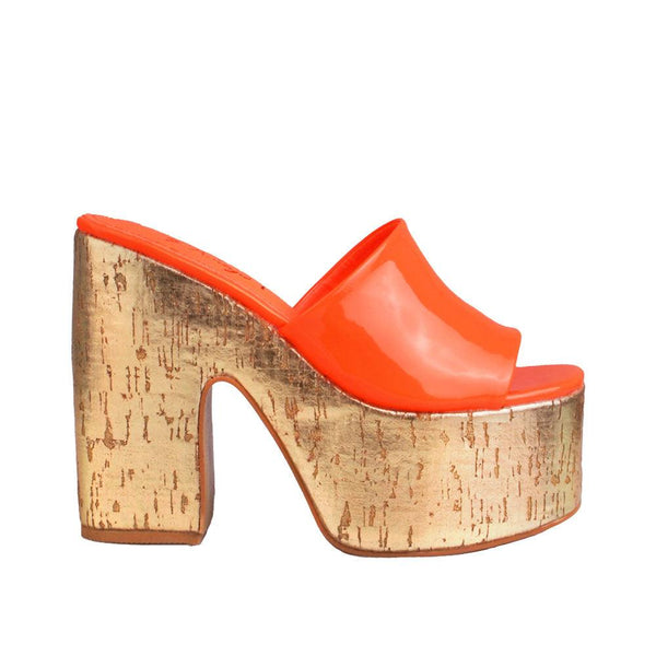 Privileged By J.c. Dossier Gigietta Orange Platform Heels